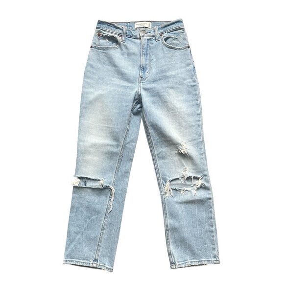 Abercrombie & Fitch Curve Love High Rise Ankle Straight Denim Jeans Sz 00 - Picture 7 of 7